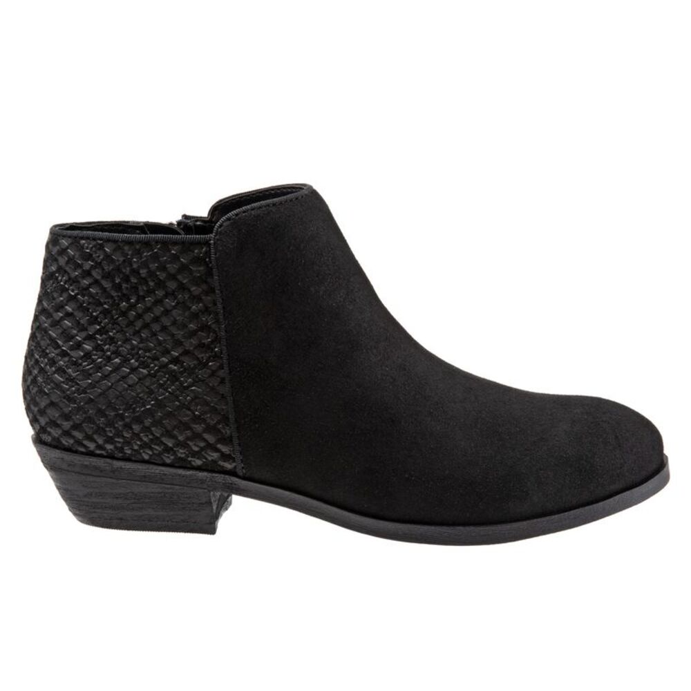 Women's Black Suede Ankle Bootie with Textured Back Size 6